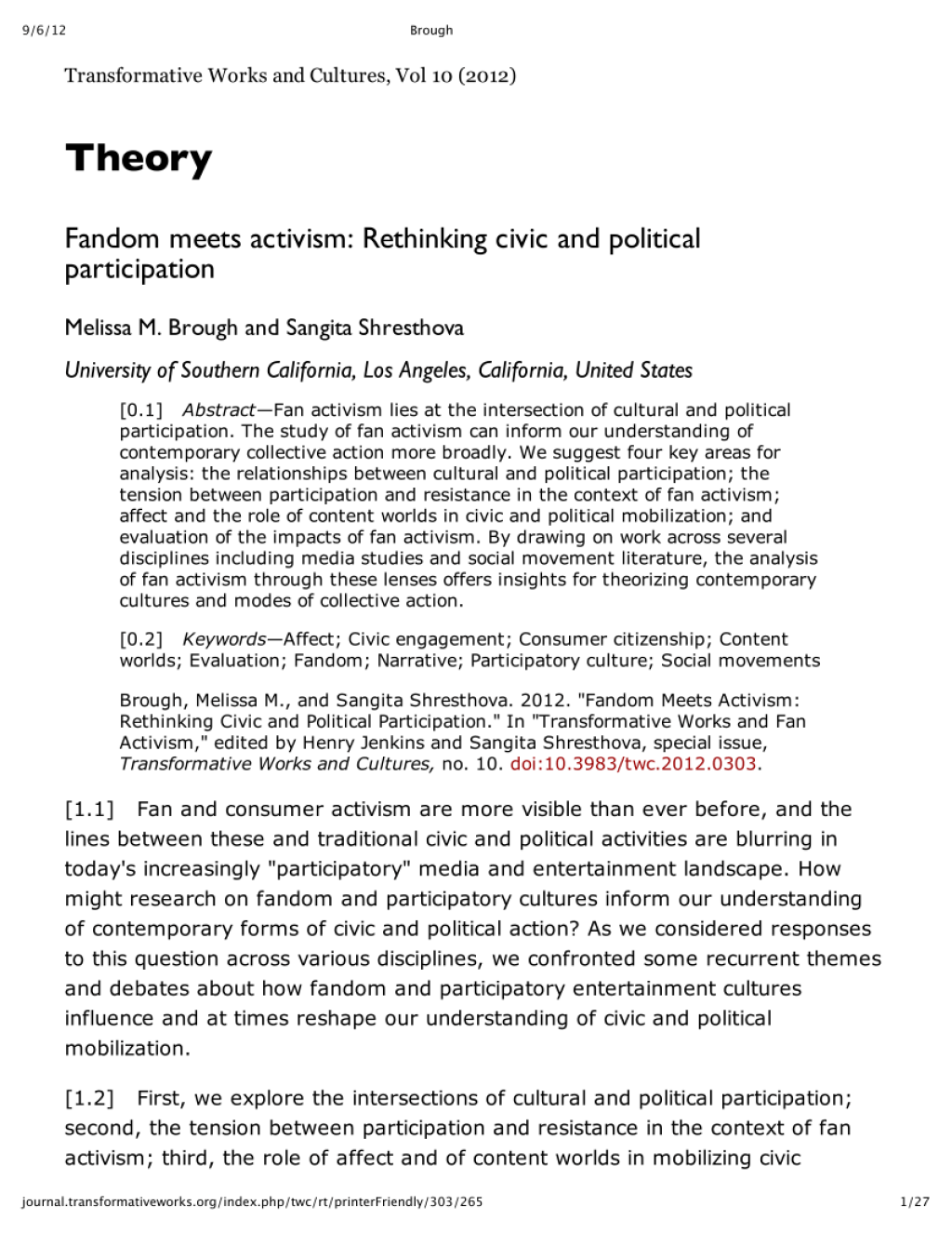 PDF) Fandom meets activism: Rethinking civic and political